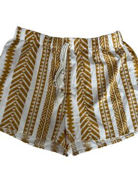 Women’s XL Orange & White Shorts – Elastic Waist Drawstring – Summer Casual